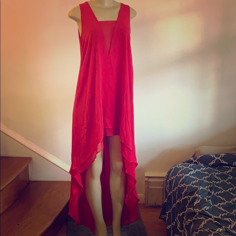 [BCBG Max Azria] Fuchsia, High Low, Chiffon Gown